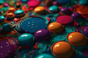 AI generated Iridescent acrylic drops abstract background. Neural network AI generated photo