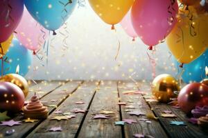 AI generated Celebration scene Dynamic background for a happy birthday or party photo