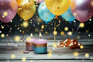 AI generated Birthday cheer Festive background to celebrate a happy birthday photo