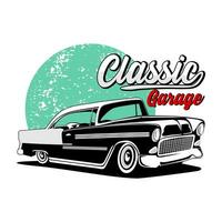 Classic car garage isolated with a white background. vector