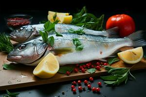 AI generated Aquatic bounty Fresh dorado fish, a premium choice for cooking photo