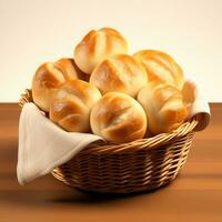 AI generated Variety of Visually Appealing Fresh Baked Bread Baskets photo