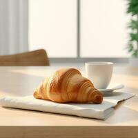 AI generated Variety of Visually Appealing Fresh Baked French Croissants photo