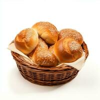 AI generated Variety of Visually Appealing Fresh Baked Bread Baskets photo