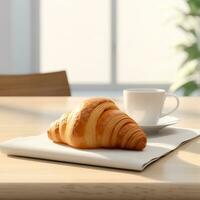 AI generated Variety of Visually Appealing Fresh Baked French Croissants photo