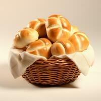 AI generated Variety of Visually Appealing Fresh Baked Bread Baskets photo