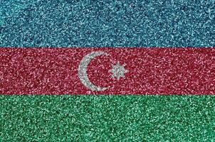 Azerbaijan flag depicted on many small shiny sequins. Colorful festival background for party photo