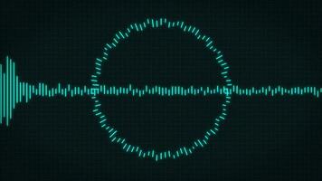Minimalist HUD Waveform Audio. Abstract blue glow neon sound waves background. Audio Waveform  Abstract music waves oscillation modern. Futuristic sound wave visualization. Synthetic technology sample video