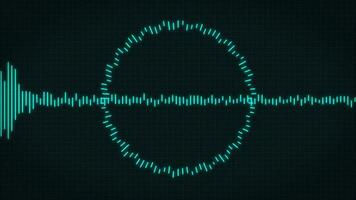 Minimalist HUD Waveform Audio. Abstract blue glow neon sound waves background. Audio Waveform  Abstract music waves oscillation modern. Futuristic sound wave visualization. Synthetic technology sample video