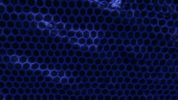 Abstract energy metal blue cells hexagons with waves background video