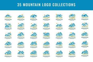 set of mountain outdoor mount logo vector