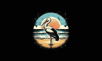 stork on beach vector illustration artwork design