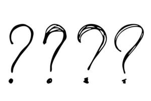 Hand drawn ink question mark illustration in sketch style. Elements for design vector