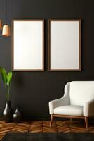 AI generated Collection of Frame Mockups Ready for Displaying POD Poster Illustrations photo