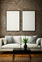 AI generated Collection of Frame Mockups Ready for Displaying POD Poster Illustrations photo