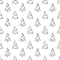 Seamless pattern with geometric minimal scandinavian Christmas tree doodle for decorative print, wrapping paper, greeting cards and fabric vector