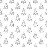 Seamless pattern with geometric minimal scandinavian Christmas tree doodle for decorative print, wrapping paper, greeting cards and fabric vector