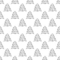 Seamless pattern with geometric minimal scandinavian Christmas tree doodle for decorative print, wrapping paper, greeting cards and fabric vector