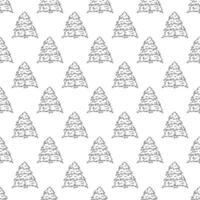 Seamless pattern with geometric minimal scandinavian Christmas tree doodle for decorative print, wrapping paper, greeting cards and fabric vector