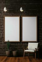 AI generated Collection of Frame Mockups Ready for Displaying POD Poster Illustrations photo