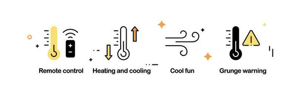 House heating, heat supply, heating boiler, gas and electric heating vector illustration.