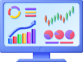 3d croissance Stock graphique et La Flèche dans ordinateur png