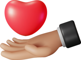 3d cuore forma nel umano mano png