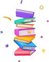 3D Stack of Falling Closed Books png