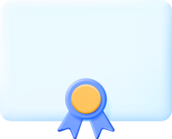 3D Certificate Icon with Stamp and Ribbon png