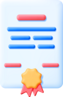 3D Certificate Icon with Stamp and Ribbon png