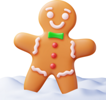 3d Urlaub Lebkuchen Mann Plätzchen im Schnee png