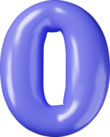 3D Number Zero in Balloon Style png