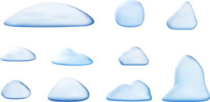 3D Set of Snow Shapes png