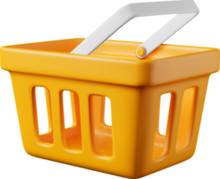 3D Orange Plastic Shopping Basket png