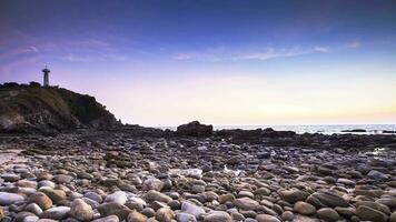 seascape view againts colorful sky at sunset time video