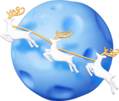 3D Christmas Jumping Deers with Antlers near Moon png