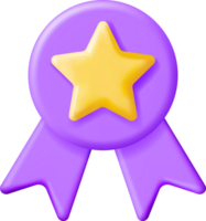 3D Glossy Yellow Star in Purple Circle Shape png