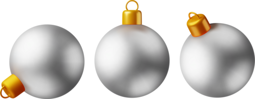 3D White Christmas Ball with Golden Clamp png