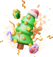 3D Christmas Tree Decorated png