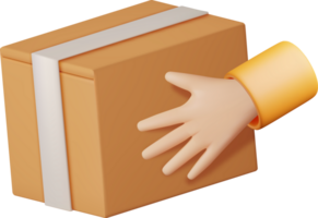 3d caja de cartón embalaje caja en mano png