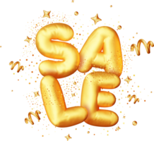 3D Gold Sale Word in Balloons Shopping Banner png