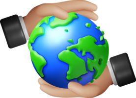 3D Human Hand Holding Green Earth png