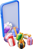 3D Gift Boxes in Smartphone png