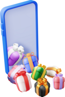 3d regalo scatole nel smartphone png