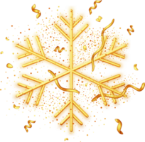 3D Sparkling Golden Snowflake with Glitter Texture png