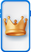 3D Gold Crown on Smartphone Screen png