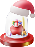 3d vaso Navidad nieve globo con regalo cajas png