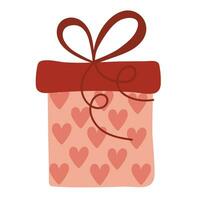 Box with a gift for Valentine's Day isolated on a white background. Cartoon style. Vector illustration.