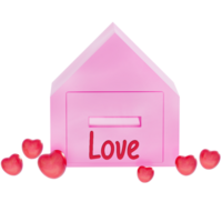 Valentine Tiny Mailbox for Love Letters on a transparent background, 3D rendering png