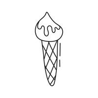 hielo crema en un cono.vector ilustración en garabatear estilo. vector